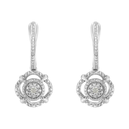 .925 Sterling Silver Miracle-Set Diamond Accent Drop and Dangle Earrings (I-J Color, I3 Clarity)