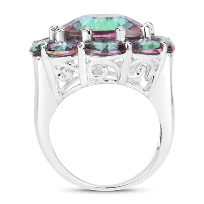 11.45 Carat Genuine Rainbow Quartz .925 Sterling Silver Ring