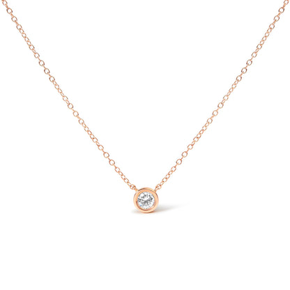 10K White Gold 1/10 Carat Round Brilliant-Cut Diamond Modern Bezel-Set Solitaire 16"-18" Pendant Necklace (H-I Color, SI2-I1 Clarity)