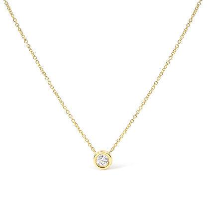 10K White Gold 1/10 Carat Round Brilliant-Cut Diamond Modern Bezel-Set Solitaire 16"-18" Pendant Necklace (H-I Color, SI2-I1 Clarity)