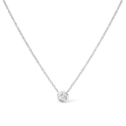 14K White Gold 1/2 Cttw Lab Grown Diamond Modern Bezel-Set Solitaire 16"-18" Pendant Necklace (F-G Color, VS2-SI1 Clarity)