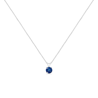 14K White Gold 1/4 Cttw Round Brilliant Cut Lab Grown Blue Diamond 4-Prong Solitaire Pendant Necklace (Blue Color, VVS2-VS1 Clarity) - 18"