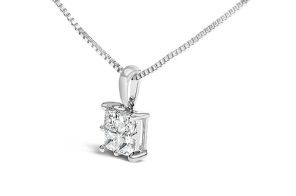Sterling Silver 1/2 Cttw Princess-Cut Diamond 4 Stone Pendant Necklace