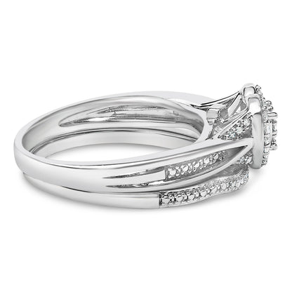 Sterling Silver 1/5 Cttw Diamond Heart Motif Bridal Set