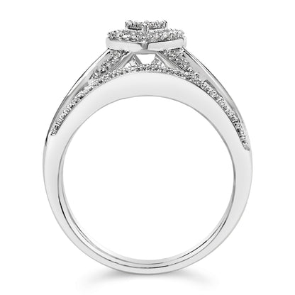 Sterling Silver 1/5 Cttw Diamond Heart Motif Bridal Set