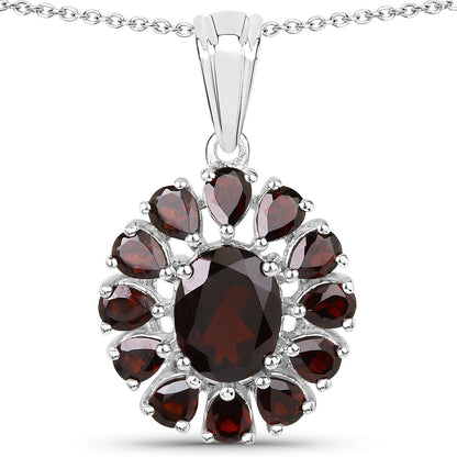13.82 Carat Genuine Garnet and White Topaz .925 Sterling Silver 3 Piece Jewelry Set (Ring, Earrings, and Pendant w/ Chain)