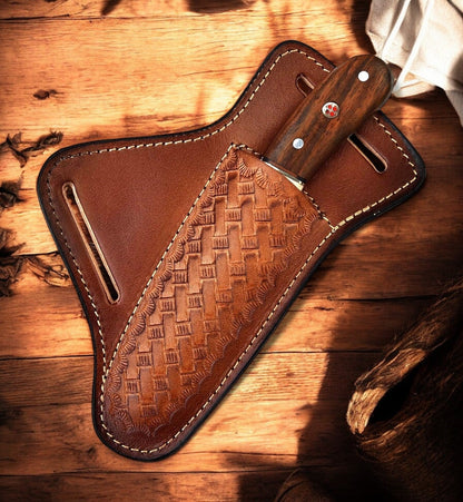 Custom Handmade Bull Cutter Knife – 7" D2 Steel with Leather Sheath