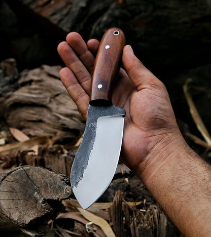 RidgeHunter High-Carbon Steel Survival Knife – 9-Inch Tactical Blade with Rosewood Handle