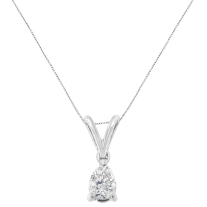 10K White Gold 1/5 cttw Diamond Pear Pendant Necklace (H-I, SI1-SI2)