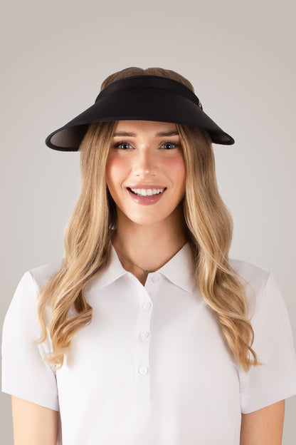 Black Wide Brim Slide On Visor