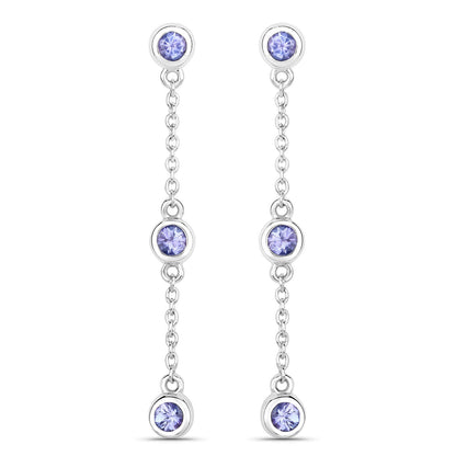 0.60 Carat Genuine Tanzanite .925 Sterling Silver Earrings