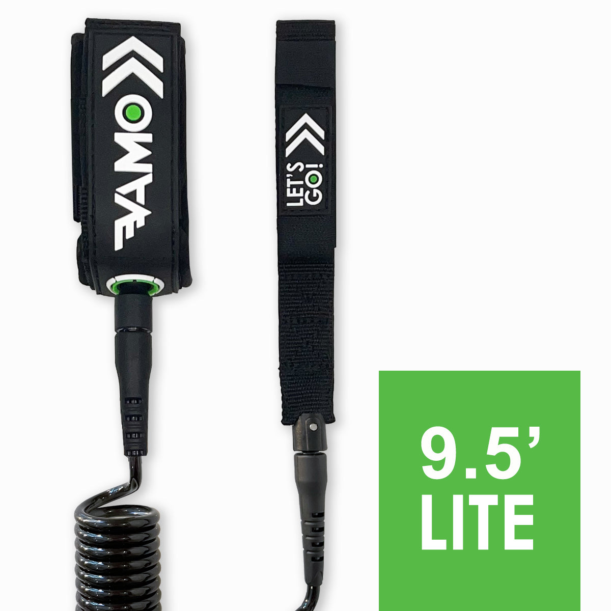 9.5' 'LITE' Full Coiled SUP Paddleboard Leash - Black