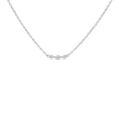 Sterling Silver 1/5 Cttw Lab Grown Diamond 3 Stone Station Necklace