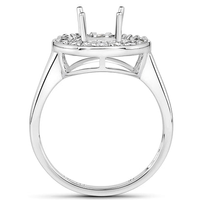 0.48 Carat Genuine White Diamond 14K White Gold Semi Mount Ring - holds 8.00mm Round Gemstone