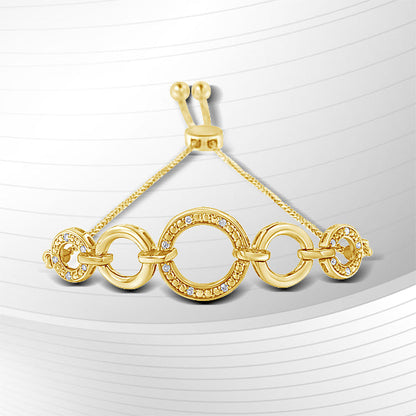 10K Yellow Gold over .925 Sterling Silver Diamond Accented Graduated Infinity Open Circle 6â€-9â€ Adjustable Bolo Bracelet (H-I Color, I2-I3 Clarity)