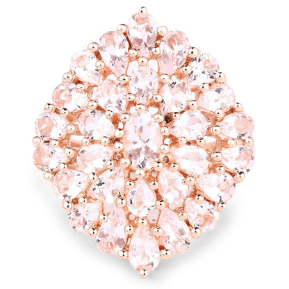 18K Rose Gold Plated 4.55 Carat Genuine Morganite .925 Sterling Silver Ring