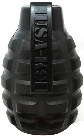 Grenade Shaped eDispenser Durable Dog Chew Toy & Treat Dispenser - Magnum Black