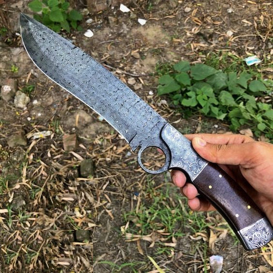 Combat Kukri Blade – 14" Damascus Knife with Sheath