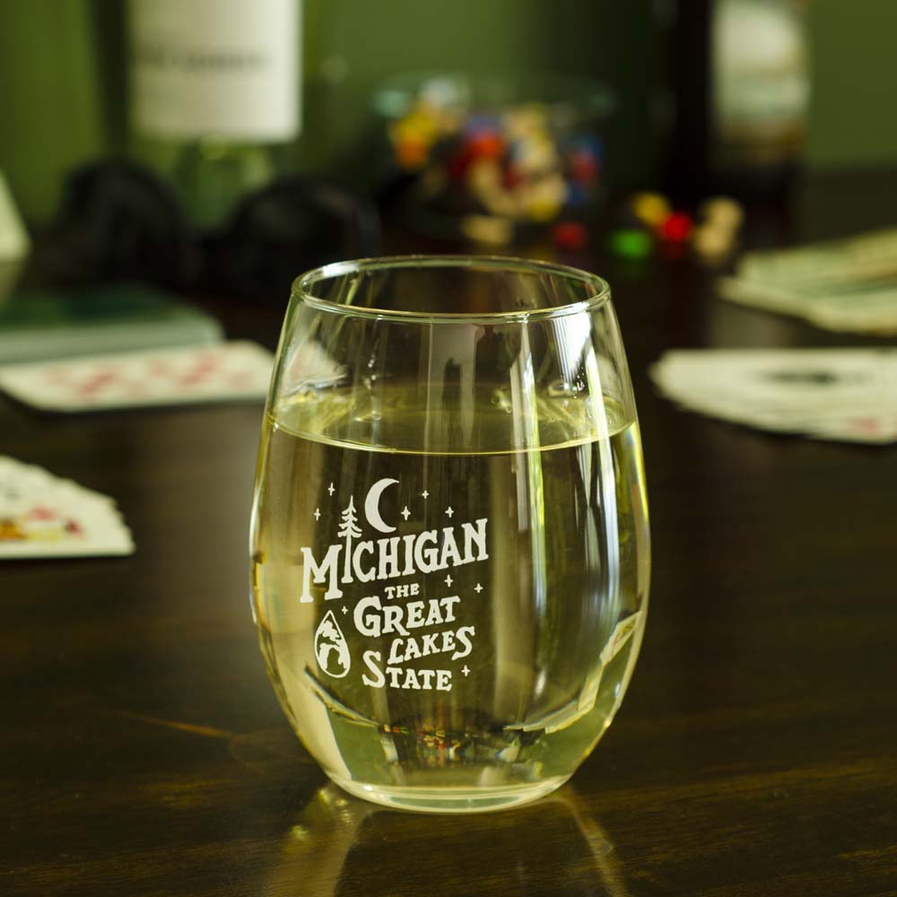 Wine Glass - Michigan Vintage Font