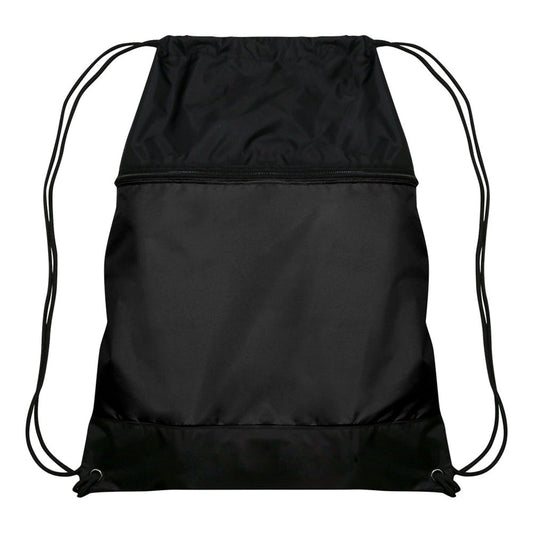 DRAWSTRING BAG W/ZIPPER POCKET
