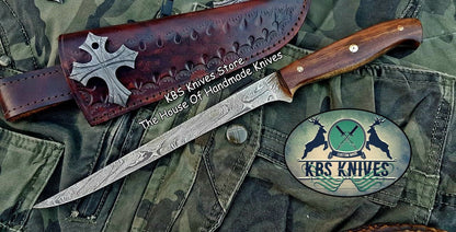 Fish Boning Knife – 8" Damascus Steel with Rosewood Handle