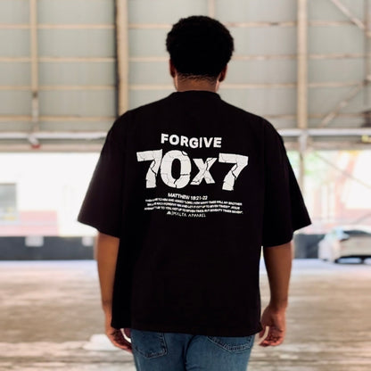 70x7 Drop Shoulder Tee (Super Oversized) - Black