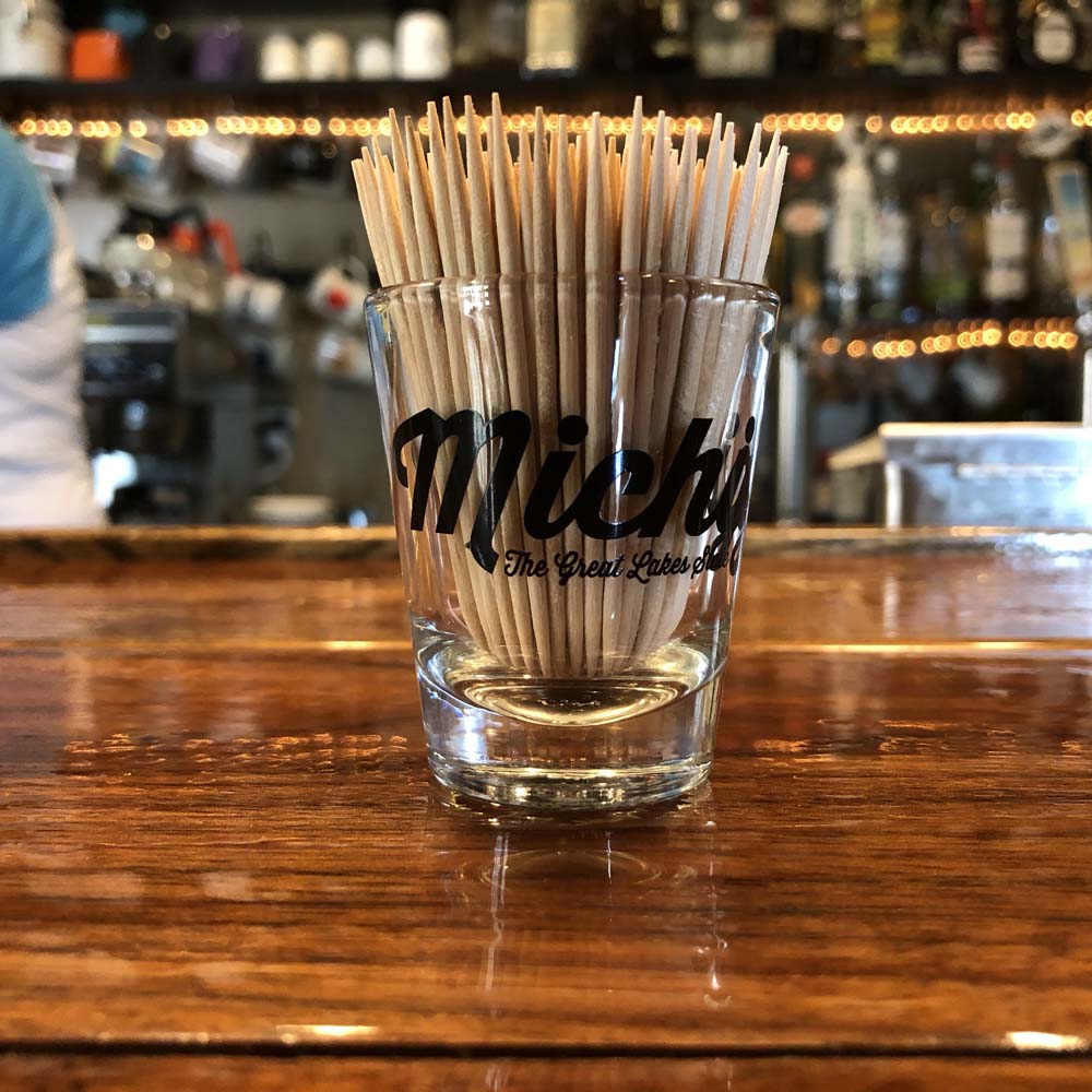 Shot Glass - Michigan Script