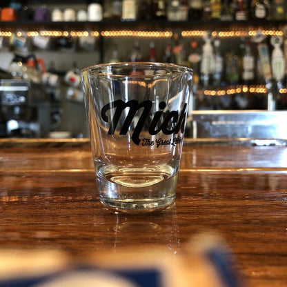 Shot Glass - Michigan Script