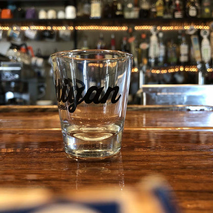 Shot Glass - Michigan Script