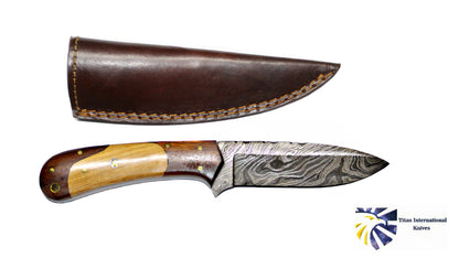 HAND FORGED KNIFE, DAMASCUS KNIFE, HAND FORGED DAMASCUS, HAND MADE HUNTING KNIFE, CAMPING KNIFE BY TITAN TD-194