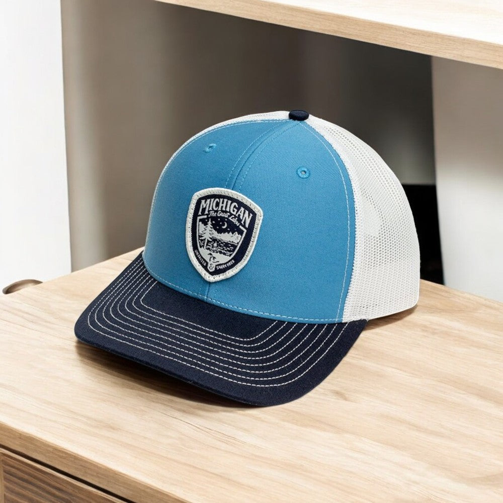 Hat - Michigan Shield Columbia Blue/Navy/White Richardson Snapback
