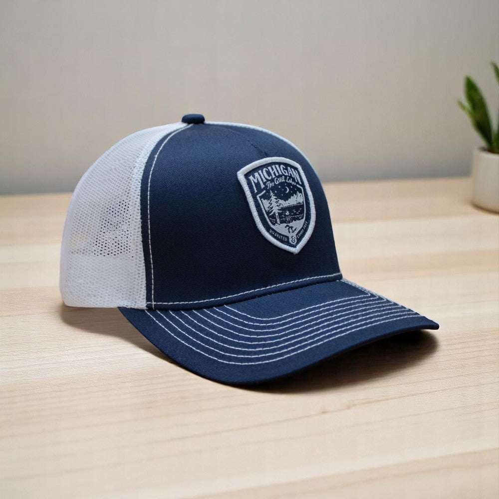 Hat - Michigan Shield Navy/White Snapback
