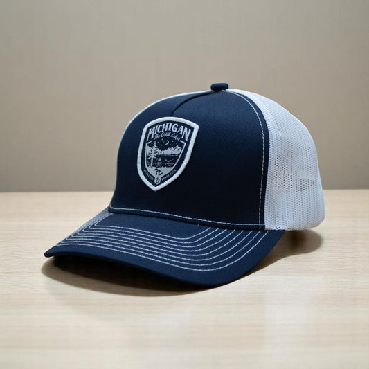 Hat - Michigan Shield Navy/White Snapback