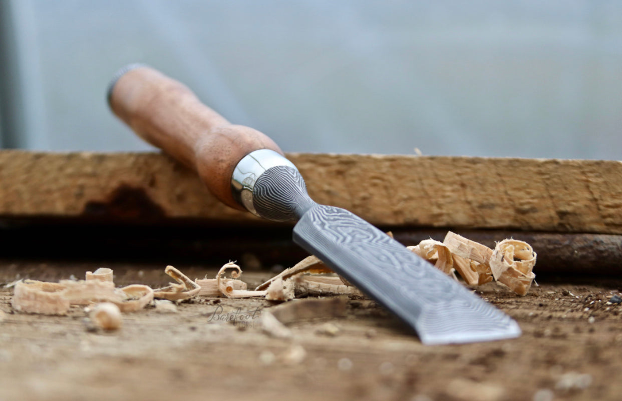 Premium Damascus Chisel for Wood Carving - 4x1 Inches Blade
