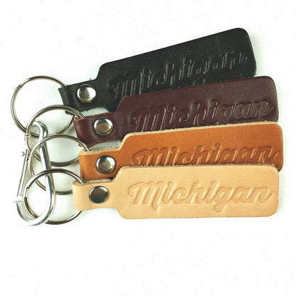 Keychain - Michigan Script leather