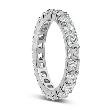 14K White Gold 2 1/3 Cttw Asscher Cut Lab Grown Diamond Eternity Band Ring (E-F Color, VS1-VS2 Clarity) - Ring Size 5.5