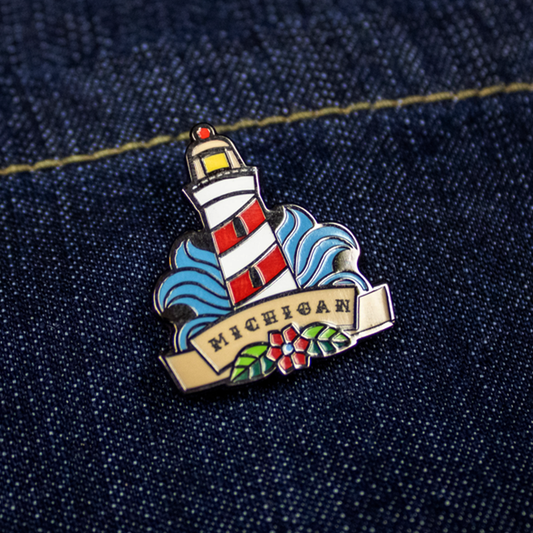 Enamel Pin - Michigan Retro Lighthouse