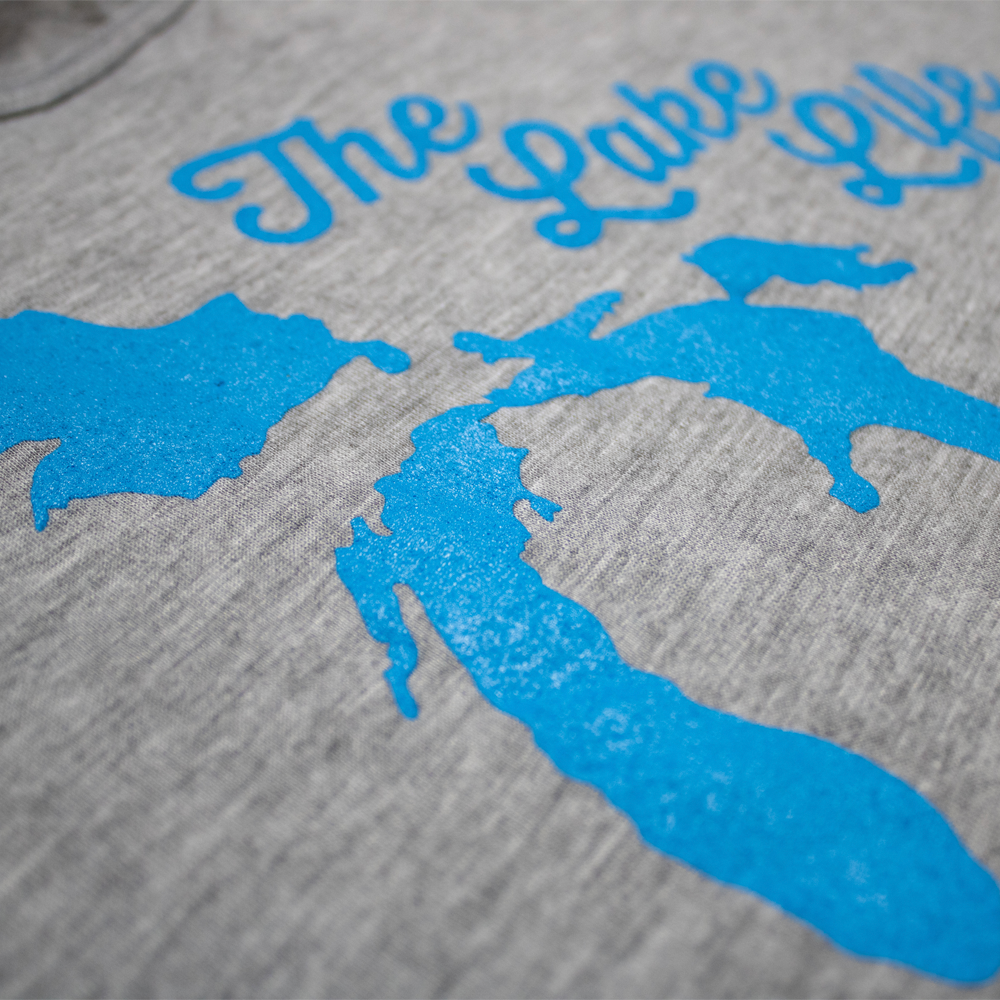 Ladies Relaxed Racerback Tank Top - Michigan Lake Life Heather Grey