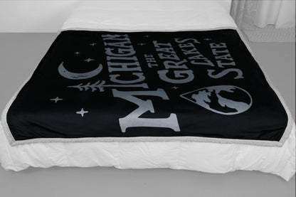 Michigan Vintage Font Sherpa Blanket