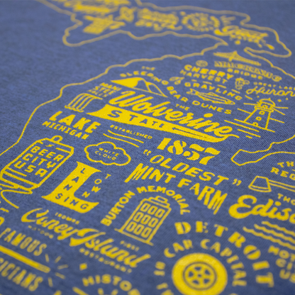 Ladies Relaxed V-neck Michigan Places T-shirt - Deep Navy