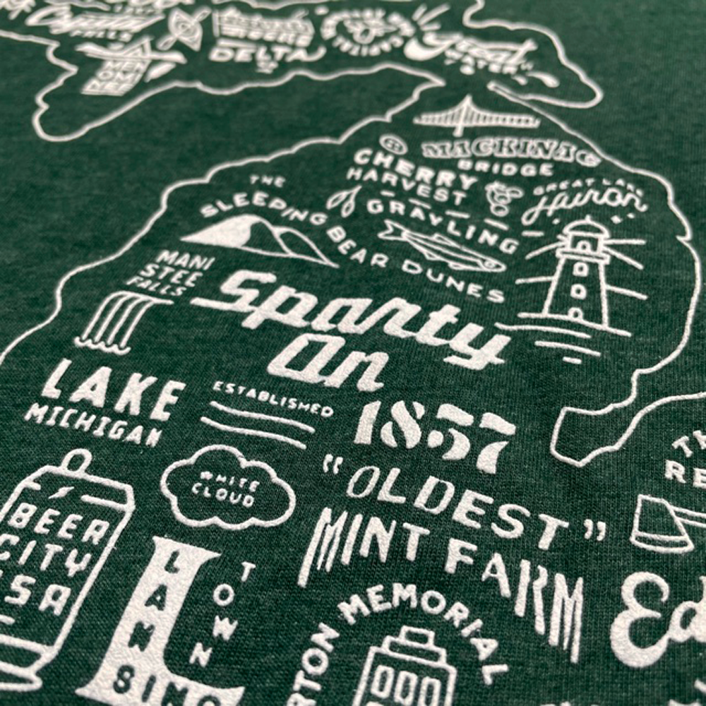 Mens Michigan Places T-shirt (Deep Green)