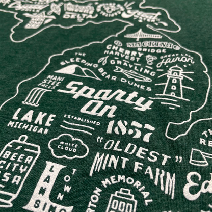 Mens Michigan Places T-shirt (Deep Green)