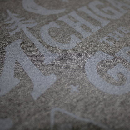 Ladies Relaxed V-neck Michigan Vintage Font T-shirt - Heather Black