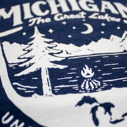 Michigan Shield Triblend Fleece Crew Sweatshirt (Navy)