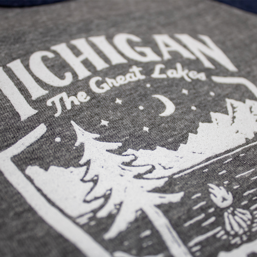 Youth - Michigan Shield Triblend 3/4 Sleeve Baseball T-shirt
