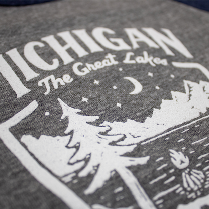 Youth - Michigan Shield Triblend 3/4 Sleeve Baseball T-shirt