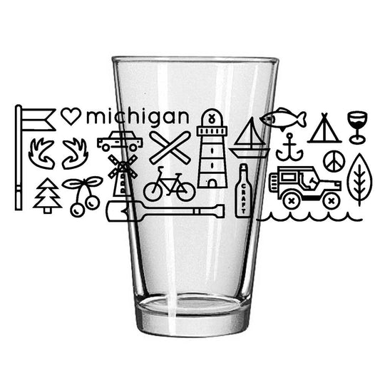 Pint Glass - Michigan Icons
