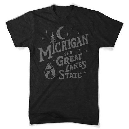 Mens Michigan Vintage Font T-Shirt (Heather Black)