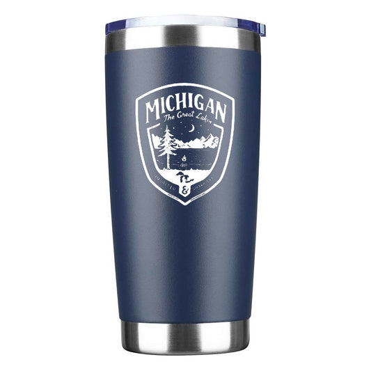 Travel Mug - Michigan Shield - Blue