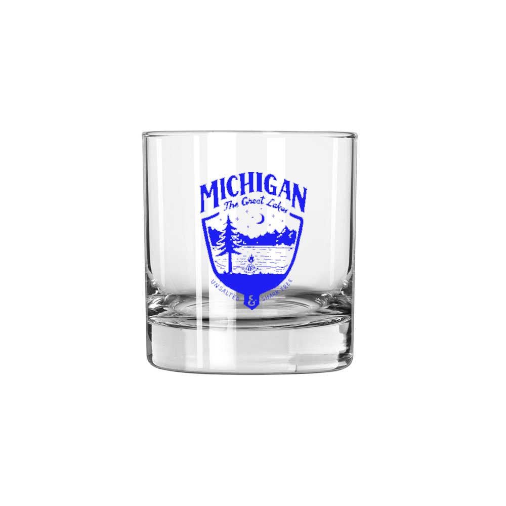 Whiskey Rocks Glass - Michigan Shield